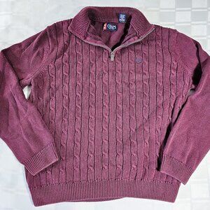 CHAPS BY RALPH LAUREN MEN'S LARGE PULLOVER LONG SLEEVE SWEATER ZIP COLLAR WARM